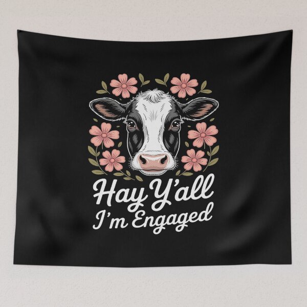 Item preview, Funny Hay Y'all I'm Engaged Cow Couples Proposed Engagement designed and sold by HORIZBoutique.