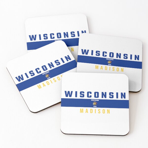 Item preview, Wisconsin State Flag & Madison Capital City - Vintage Athletic Style designed and sold by mashmosh.