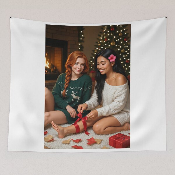 Item preview, Rowan x Shanti xmas sweaters tying red ribbon designed and sold by CathryneDelamort.