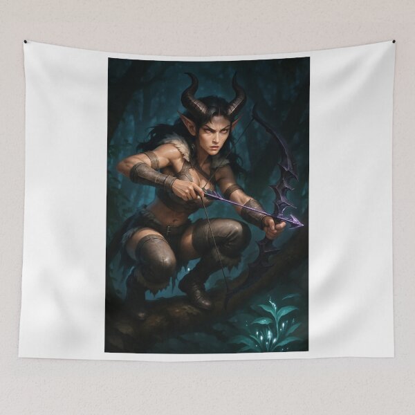 Item preview, Stealthy horned archer aims glowing arrow dark designed and sold by CathryneDelamort.