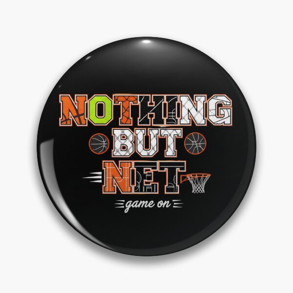 Item preview, "Nothing But Net" Basketball Typography Art – Hoops Court Culture Design designed and sold by Luminari Creations.