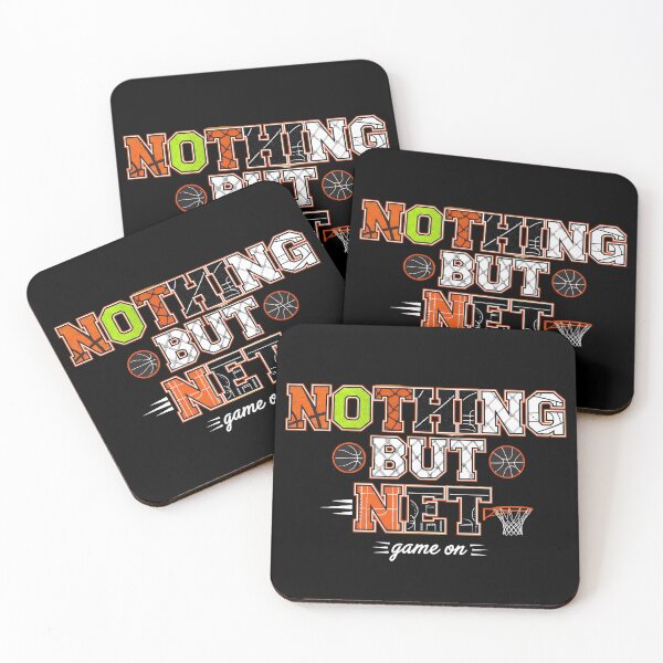 Item preview, "Nothing But Net" Basketball Typography Art – Hoops Court Culture Design designed and sold by Luminari Creations.