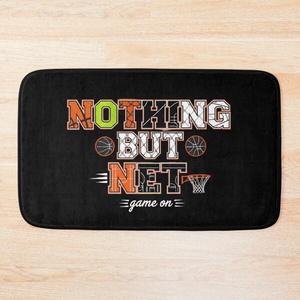 Item preview, "Nothing But Net" Basketball Typography Art – Hoops Court Culture Design designed and sold by Luminari Creations.