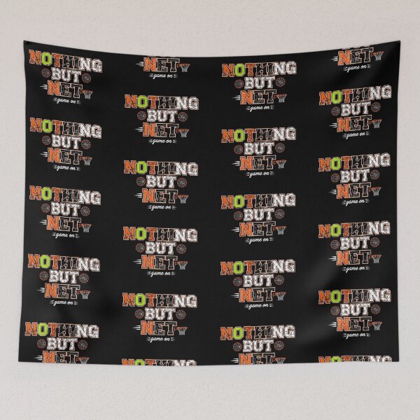 Item preview, "Nothing But Net" Basketball Typography Art – Hoops Court Culture Design designed and sold by Luminari Creations.