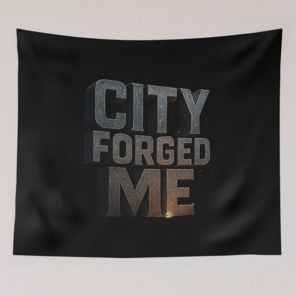 Item preview, CITY FORGED ME - Urban Metal Typography designed and sold by MKreative Studio.