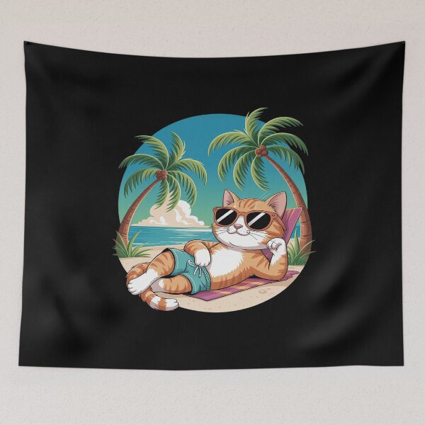 Item preview, Funny Palm Trees Cat for Beach and Vacation designed and sold by FluoroWave.