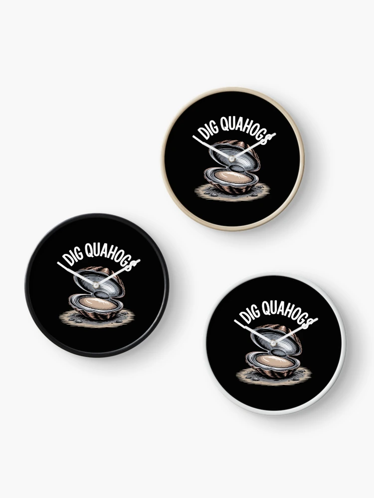 Thumbnail 3 of 4, Clock, I Dig Quahogs Shells Dig Rake designed and sold by nicomitchell.