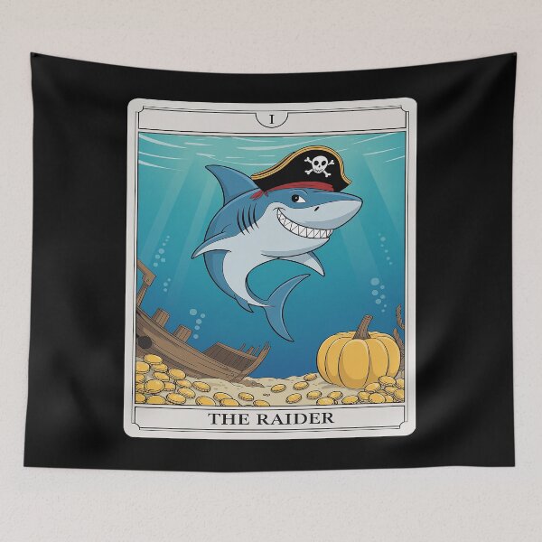 Item preview, Funny Pirate Shark Ocean Raider Tarot Treasure Seeker designed and sold by Voidbinder.
