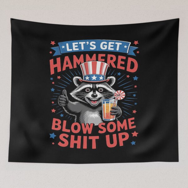 Item preview, Funny Raccoon Lets Get Hammered and Blow Some Shit Up designed and sold by Voidbinder.