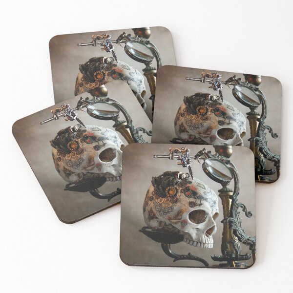 Item preview, Steampunk tattoo skull designed and sold by Cinzia Murgia.