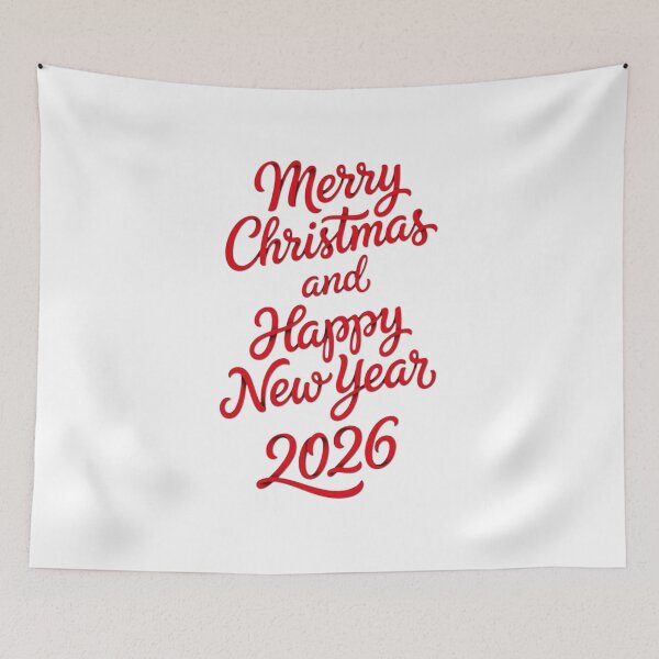 Item preview, Merry Christmas and Happy New Year 2026 Red 3D Typography designed and sold by MaliStudio1982.