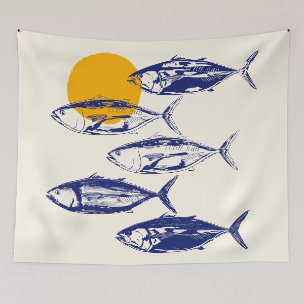 Item preview, Vintage Blue Tuna Minimalist Illustration designed and sold by MaiZephyr.