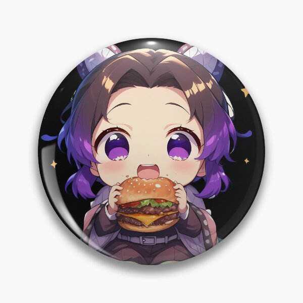 Item preview, Shinobu Kocho Demon Slayer Anime Chibi Kawaii Burger Cute Purple designed and sold by mildaclairmo.