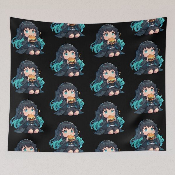 Item preview, Muichiro Tokito Demon Slayer Anime Kawaii Chibi Burger Calm Bite designed and sold by mildaclairmo.