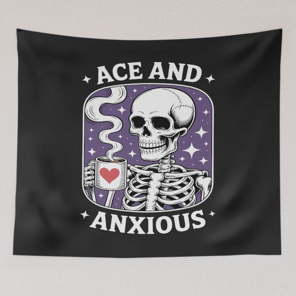 Item preview, Asexual Pride Ace and Anxious Funny Skeleton Asexuality designed and sold by GaryBellcvbnb.