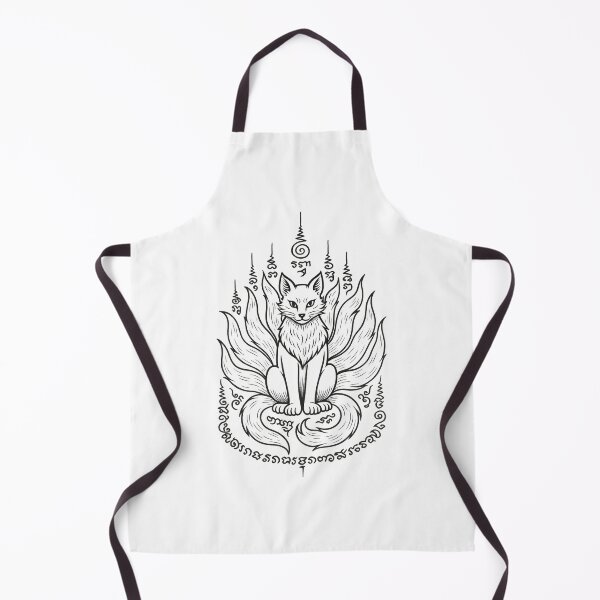 Item preview, Sacred Nine-Tailed Fox Yantra – Mystical Thai Tattoo Style Illustration designed and sold by Sksticker991.