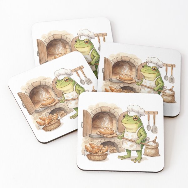 Item preview, Cute Cottagecore Baker Frog with Fresh Bread and Oven designed and sold by EverBranz-stor.
