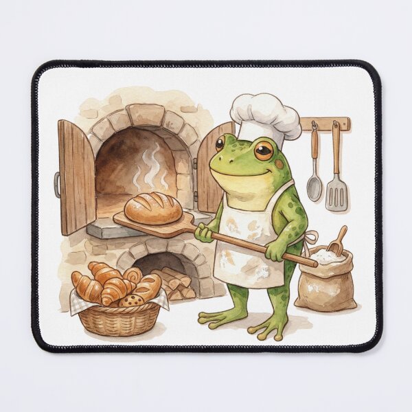 Item preview, Cute Cottagecore Baker Frog with Fresh Bread and Oven designed and sold by EverBranz-stor.