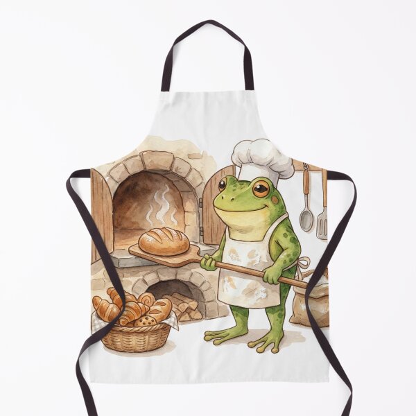 Item preview, Cute Cottagecore Baker Frog with Fresh Bread and Oven designed and sold by EverBranz-stor.