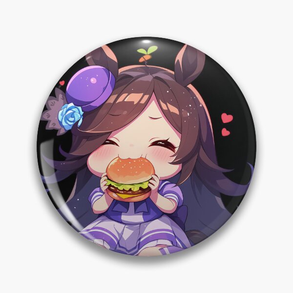 Item preview, Rice Shower Uma Musume Pretty Derby Anime Girl Chibi Kawaii Burger Heartfelt Cute Moment designed and sold by mildaclairmo.