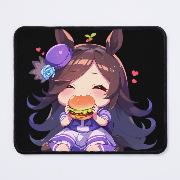 Item preview, Rice Shower Uma Musume Pretty Derby Anime Girl Chibi Kawaii Burger Heartfelt Cute Moment designed and sold by mildaclairmo.
