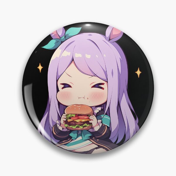 Item preview, Rice Shower Uma Musume Pretty Derby Anime Girl Chibi Kawaii Burger Heartfelt Cute Moment designed and sold by mildaclairmo.