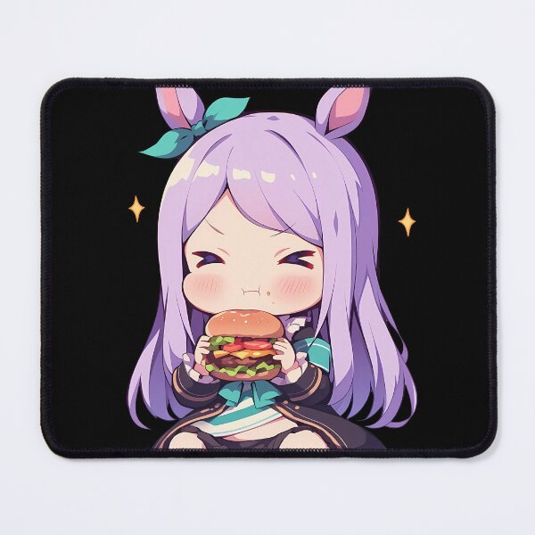 Item preview, Rice Shower Uma Musume Pretty Derby Anime Girl Chibi Kawaii Burger Heartfelt Cute Moment designed and sold by mildaclairmo.