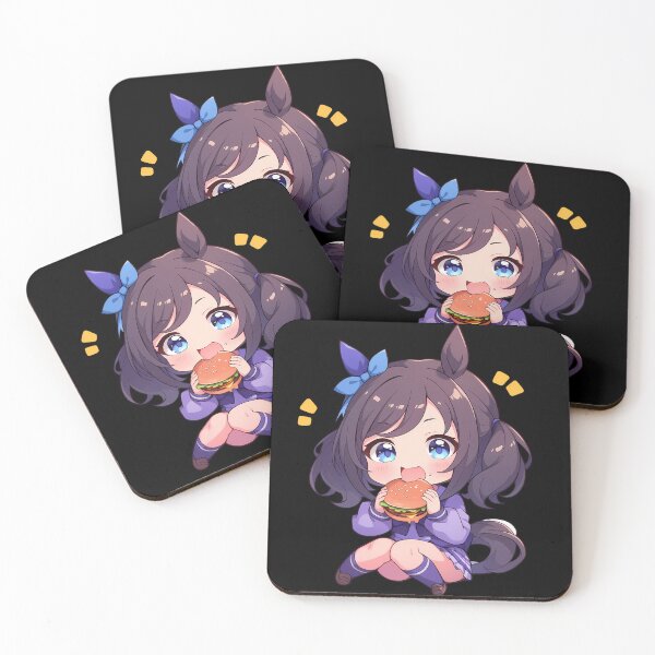 Item preview, Eishin Flash Uma Musume Pretty Derby Anime Girl Chibi Kawaii Burger Blue Bow Happy Moment designed and sold by mildaclairmo.