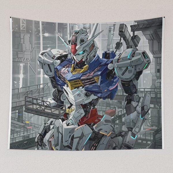 Item preview, Gundam Aerial - Mecha Hangar Scene – High-Tech Robot Design designed and sold by Dyan4.