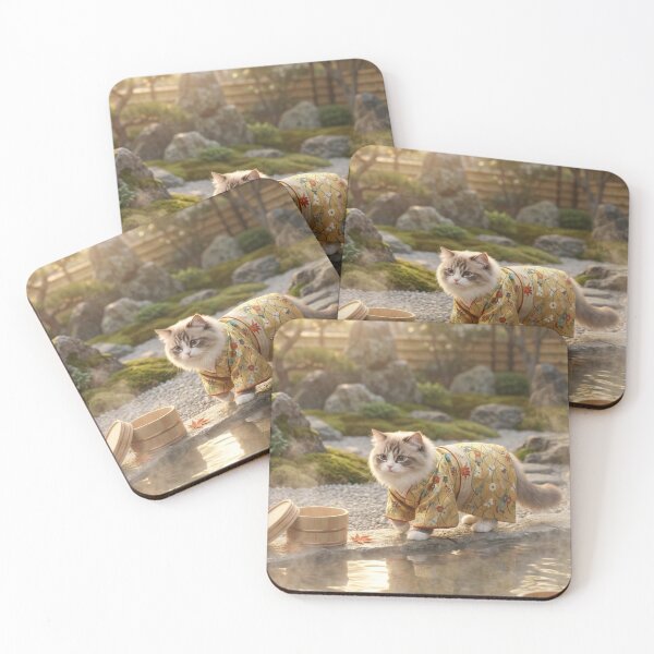 Item preview, Ragdoll Cat in Golden Kimono at Zen Hot Spring designed and sold by Auroracat2025.