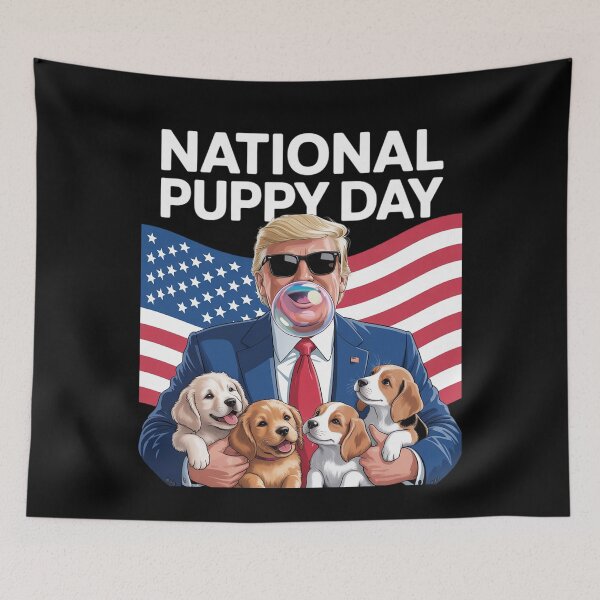 Item preview, President Trump Cute Puppies National Puppy Day 2025  designed and sold by MarryIsMonth.