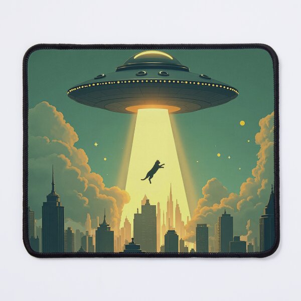 Item preview, Cat Abducted by UFO | Funny Alien Abduction Space Art designed and sold by cr6zym1nd.