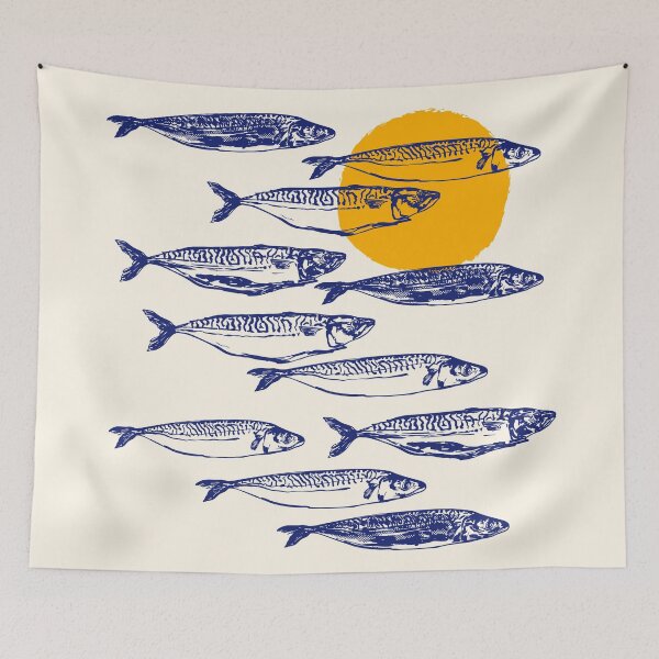 Item preview, Vintage Mackerel Sunset Minimal Illustration designed and sold by MaiZephyr.