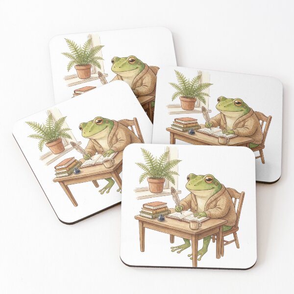Item preview, Cozy Cottagecore Frog Writing in Journal with Quill designed and sold by EverBranz-stor.