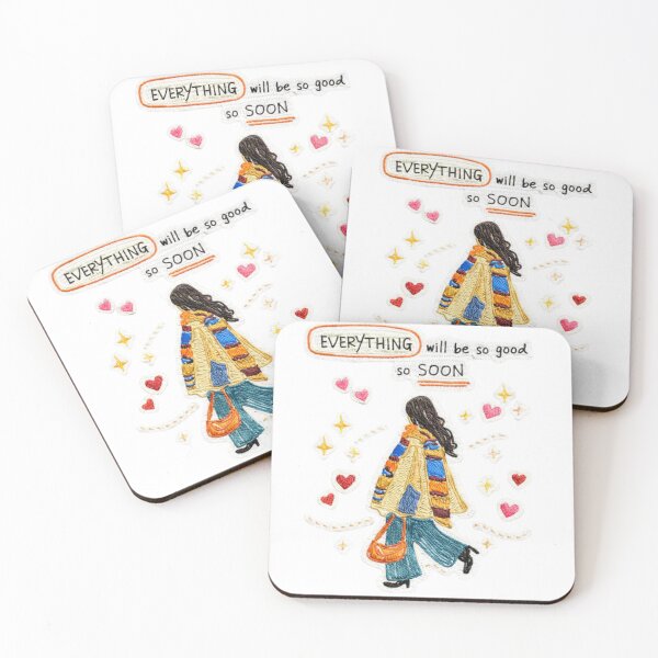 Item preview, Everything Will Be So Good So Soon – Embroidered Hope Quote Sticker designed and sold by Gurjeetpixelart.