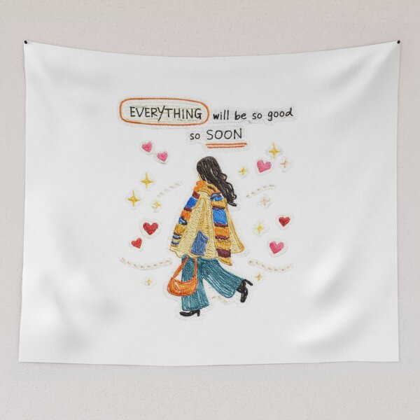 Item preview, Everything Will Be So Good So Soon – Embroidered Hope Quote Sticker designed and sold by Gurjeetpixelart.