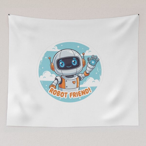 Item preview, Cute Robot Friend Cartoon Illustration – Friendly AI Robot Sticker & T-Shirt Design designed and sold by trendyart1112.