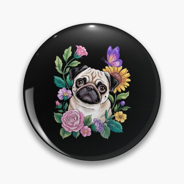 Item preview, Pug Dog Pug Face Flower Pug Lovers Owners Pug Mom Dad  designed and sold by MarryIsMonth.