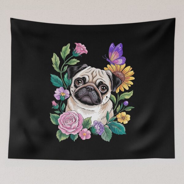 Item preview, Pug Dog Pug Face Flower Pug Lovers Owners Pug Mom Dad  designed and sold by MarryIsMonth.