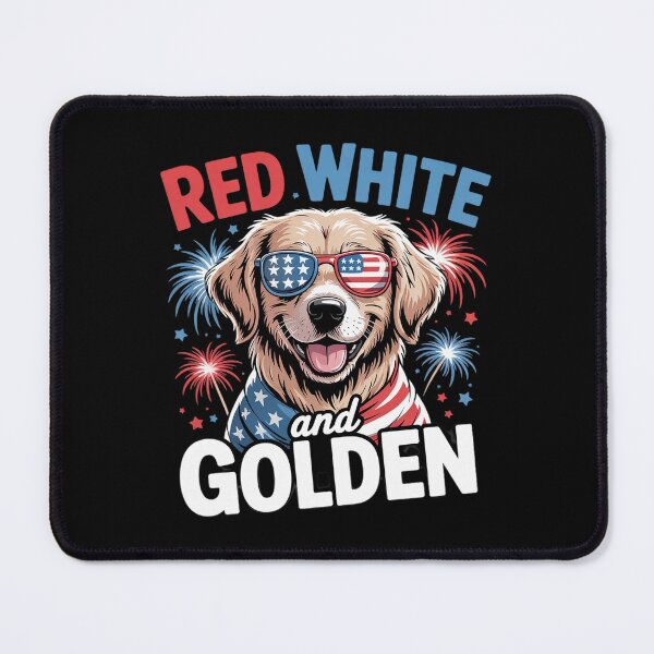 Item preview, Red White Golden 4th July Golden Retriever American Flag designed and sold by MarryIsMonth.