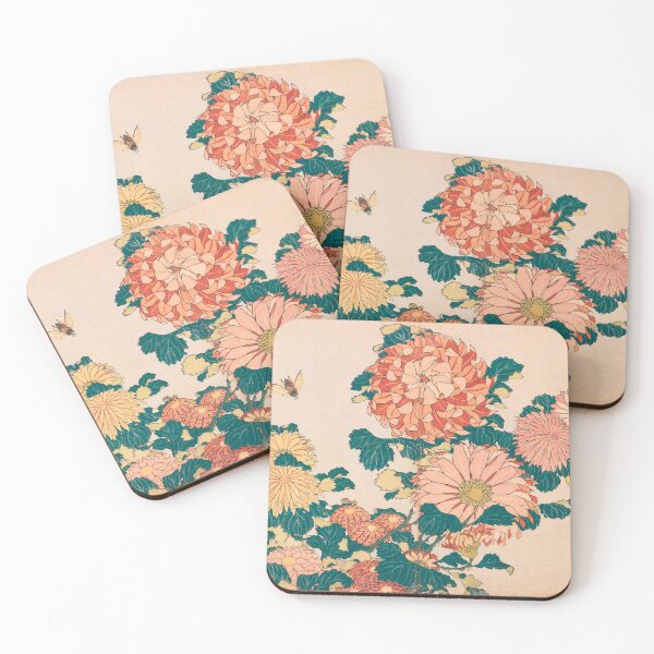 Item preview, Chrysanthemums and Bee - Vintage Japanese Floral Art designed and sold by Open Canvas.