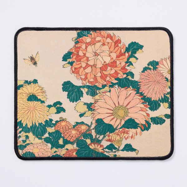 Item preview, Chrysanthemums and Bee - Vintage Japanese Floral Art designed and sold by Open Canvas.