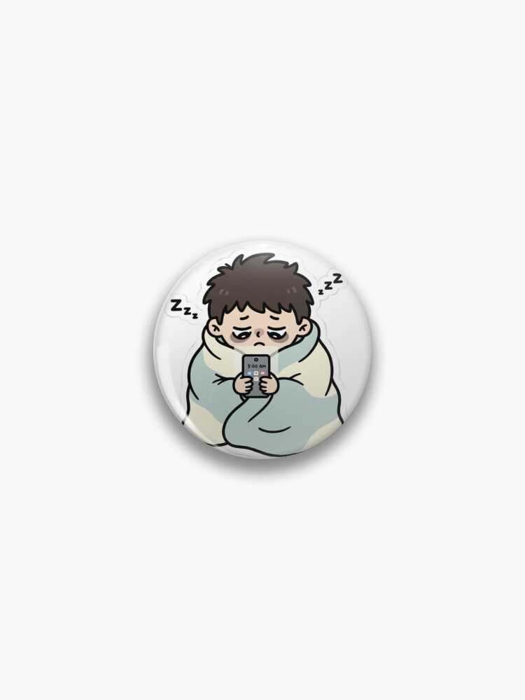 Thumbnail 1 of 3, Pin, Sleepy guy designed and sold by HazSticker.
