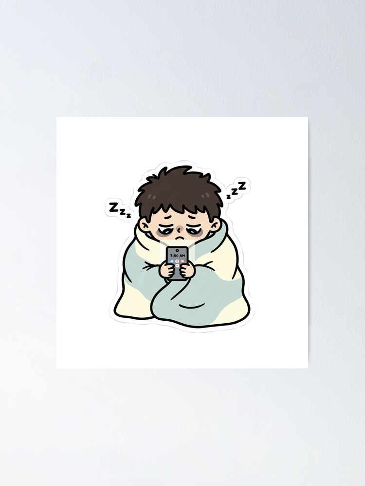 Thumbnail 1 of 3, Poster, Sleepy guy designed and sold by HazSticker.