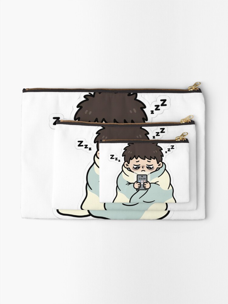 Thumbnail 2 of 4, Zipper Pouch, Sleepy guy designed and sold by HazSticker.