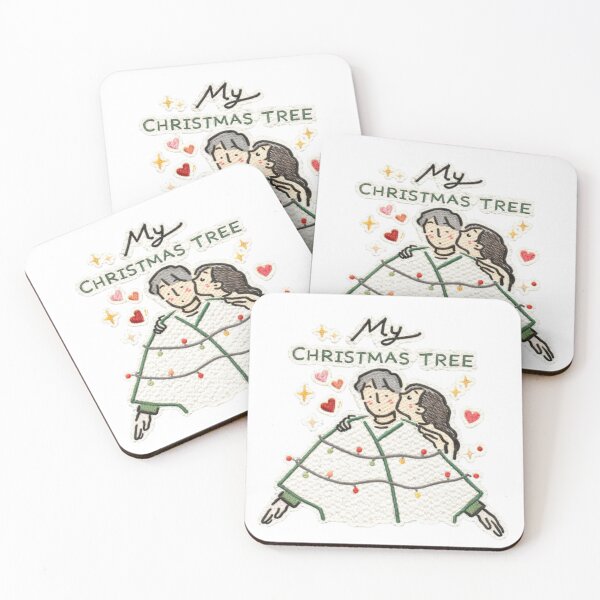 Item preview, My Christmas Tree – Cute Couple Embroidered Christmas Love Sticker designed and sold by Gurjeetpixelart.