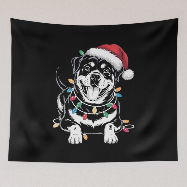 Item preview, Rottie Rottweiler Christmas Lights Santa Hat Dog Lover  designed and sold by MythWoot.