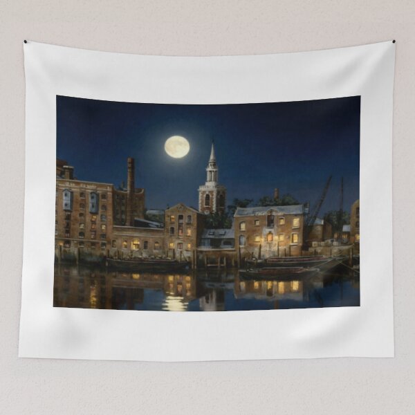 Item preview, FULL MOON OVER ST MARY'S CHURCH ROTHERHITHE LONDON designed and sold by Mackenzie Moulton International Artist .