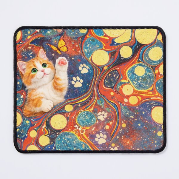 Item preview, Ginger Kitten in Psychedelic Marbling Galaxy designed and sold by Auroracat2025.