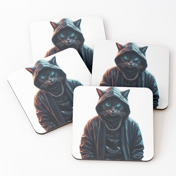 Item preview, Cyberpunk Gangster Cat in Hoodie – Neon Night City Art designed and sold by Articooler.